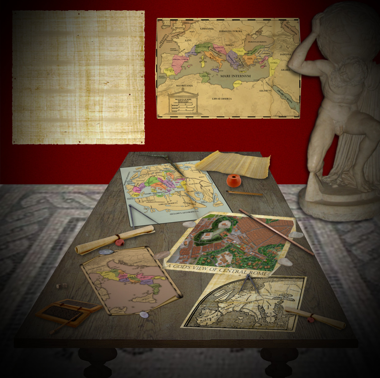 Room with various clickable maps