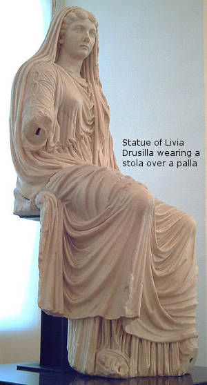 statue of Livia Drusilla wearing a stola over a palla